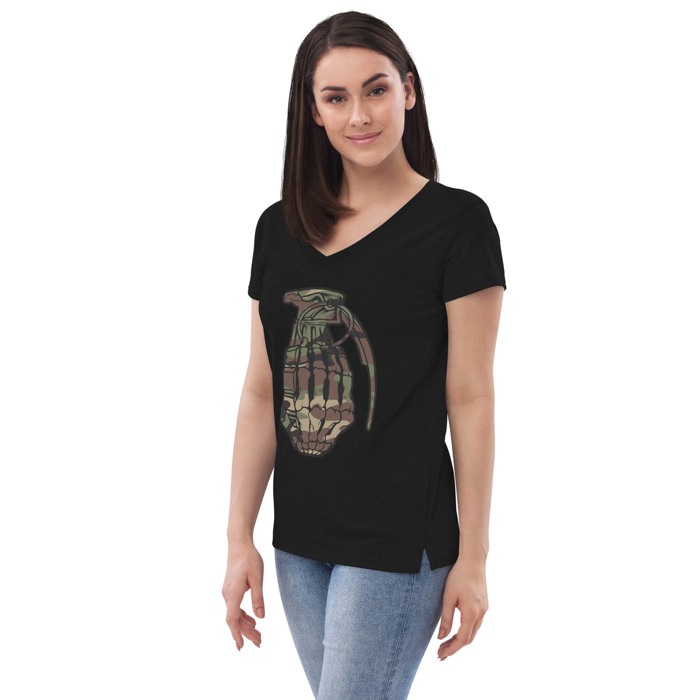 Women’s recycled v-neck t-shirt Camo