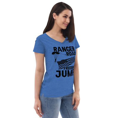 Women’s recycled v-neck t-shirt Freedom Jump