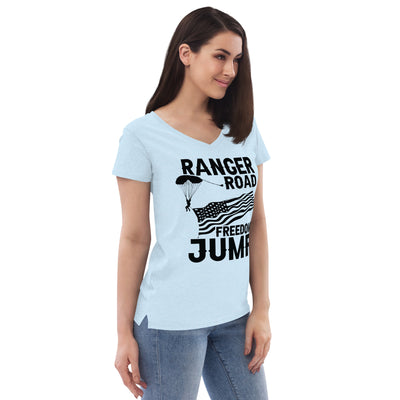 Women’s recycled v-neck t-shirt Freedom Jump