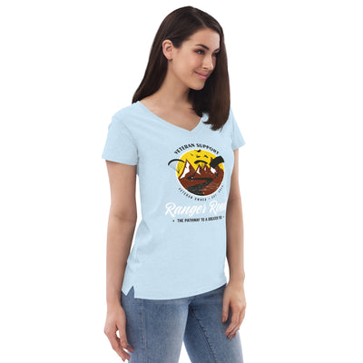 Women’s recycled v-neck t-shirt Skydiving