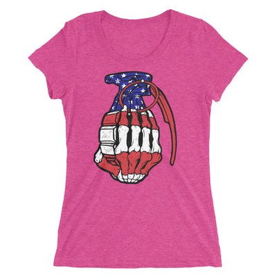 Ladies' short sleeve Tri-blend Red White and Blue