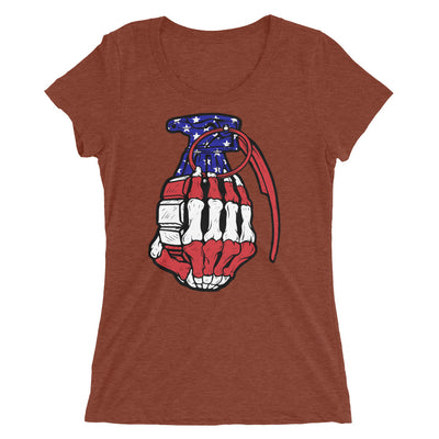 Ladies' short sleeve Tri-blend Red White and Blue